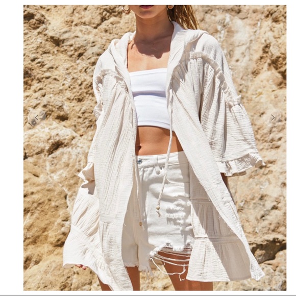 Boho Hippie Chic Absolutely Beautiful Open Hooded Cardigan with Ruffle T… - Picture 5 of 5